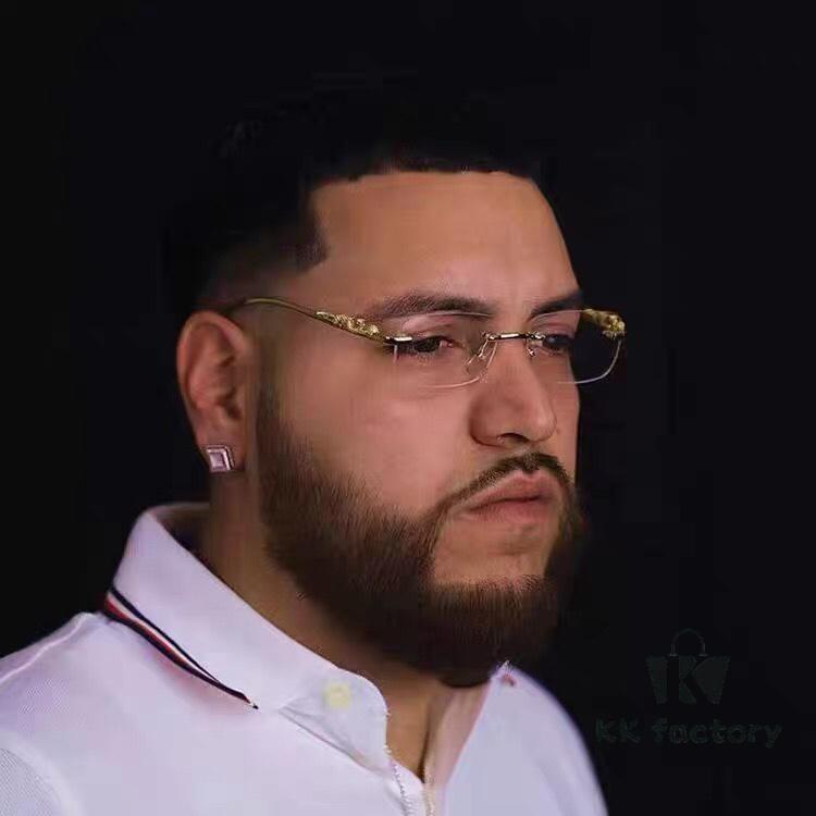 Cartier Frameless Pilot 2024 New Korean Style Trendy Men's Transparent Yellow Round Frame Glasses with Leopard Pattern Decoration, Stylish Sunglasses for Slimming Facial Look