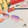 Cartier Frameless Pilot 2024 New Korean Style Trendy Men's Transparent Yellow Round Frame Glasses with Leopard Pattern Decoration, Stylish Sunglasses for Slimming Facial Look