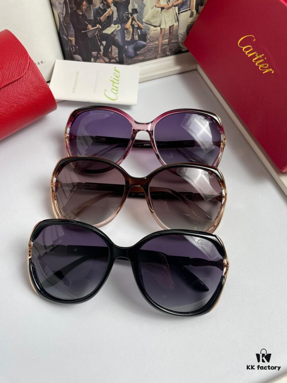 New Women's Cartier-inspired Sunglasses with Fox Head Temple Design, PC Frame and Imported Polarized Lenses