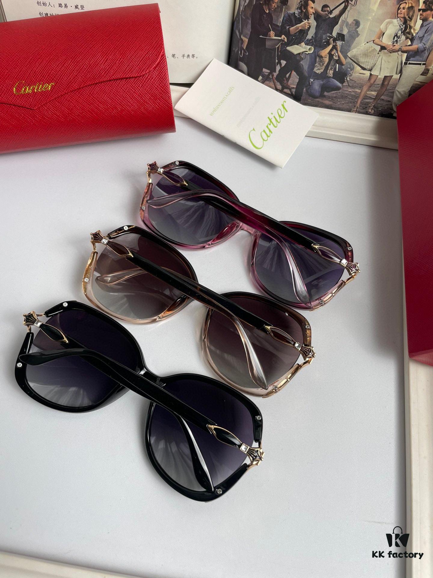 New Women's Cartier-inspired Sunglasses with Fox Head Temple Design, PC Frame and Imported Polarized Lenses