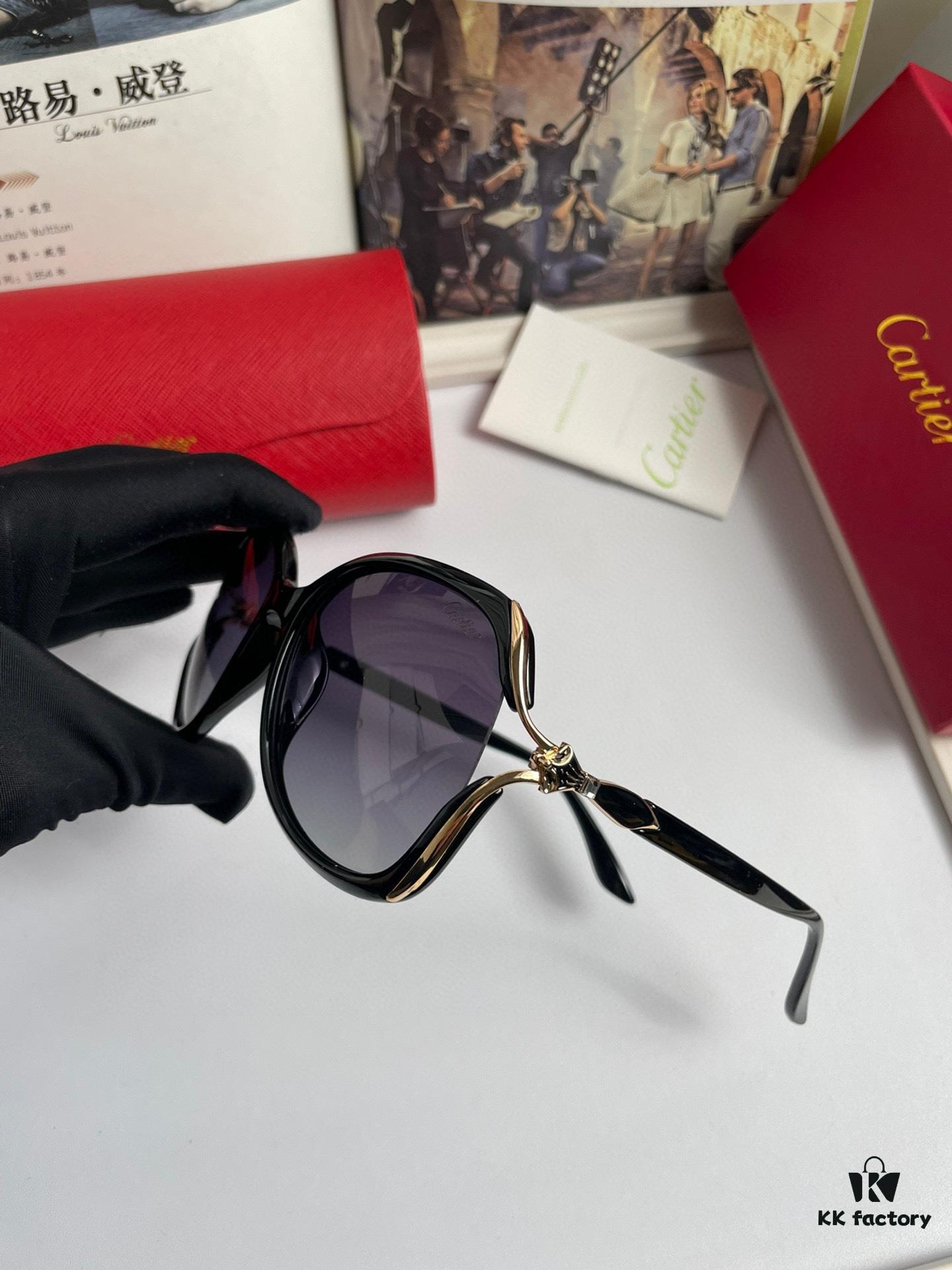 New Women's Cartier-inspired Sunglasses with Fox Head Temple Design, PC Frame and Imported Polarized Lenses