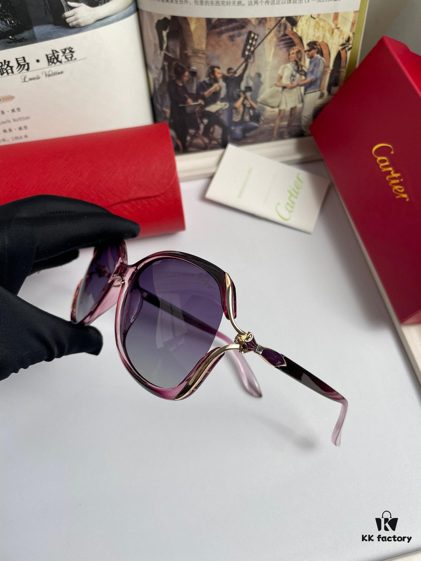 New Women's Cartier-inspired Sunglasses with Fox Head Temple Design, PC Frame and Imported Polarized Lenses