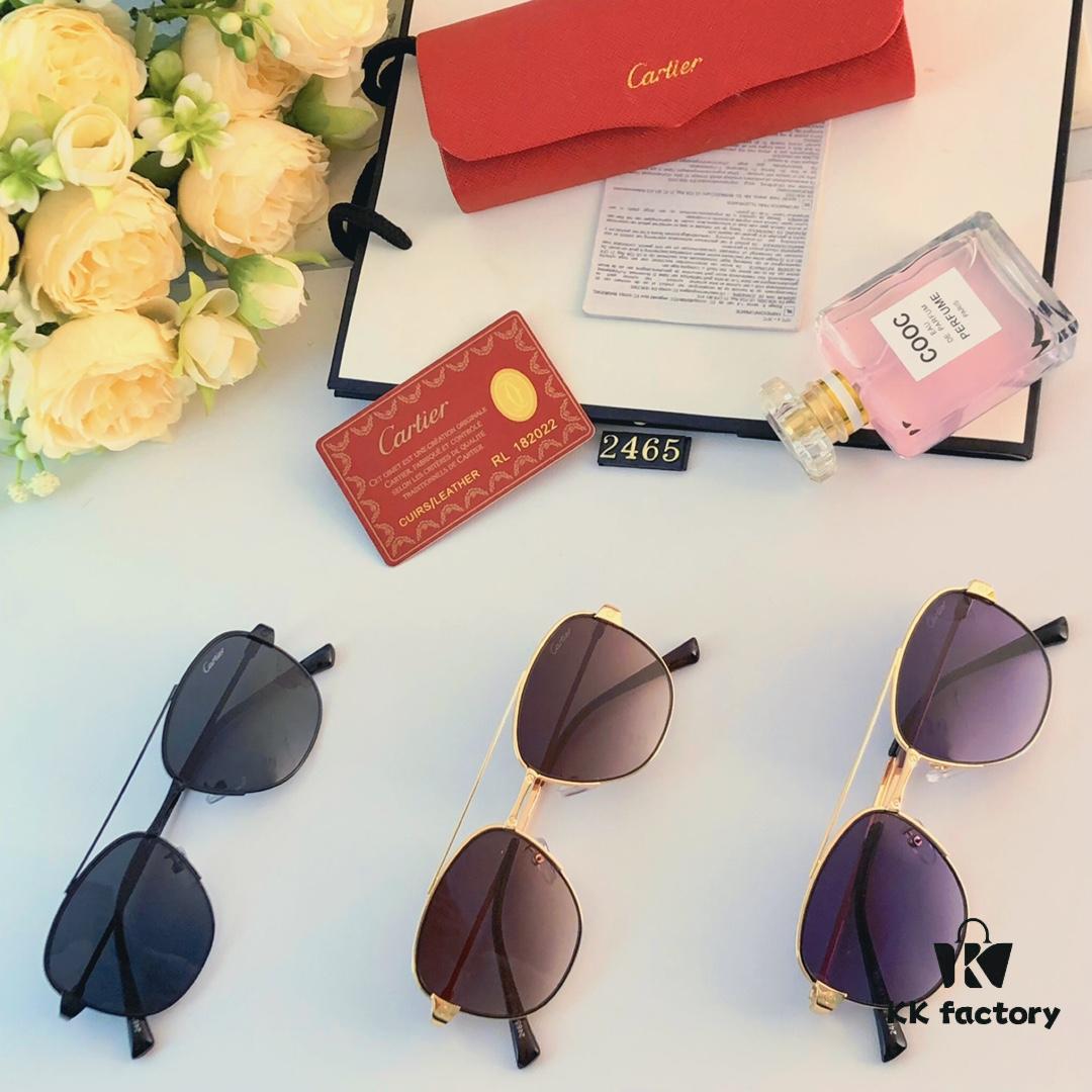 Cartier Double Bridge Frog-Shaped Sunglasses Cross-border New Arrival Oval Metal European and American Fashion Sun Glasses for Men and Women, Unisex Couple Shades