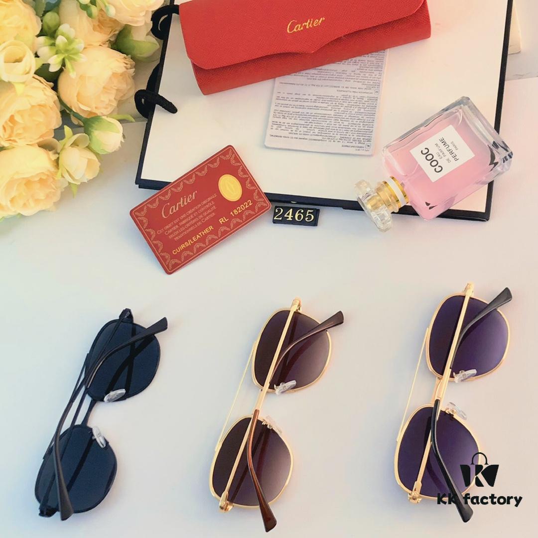 Cartier Double Bridge Frog-Shaped Sunglasses Cross-border New Arrival Oval Metal European and American Fashion Sun Glasses for Men and Women, Unisex Couple Shades