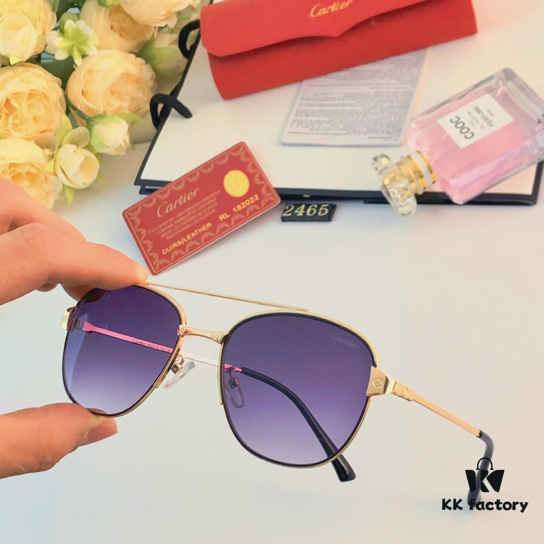 Cartier Double Bridge Frog-Shaped Sunglasses Cross-border New Arrival Oval Metal European and American Fashion Sun Glasses for Men and Women, Unisex Couple Shades