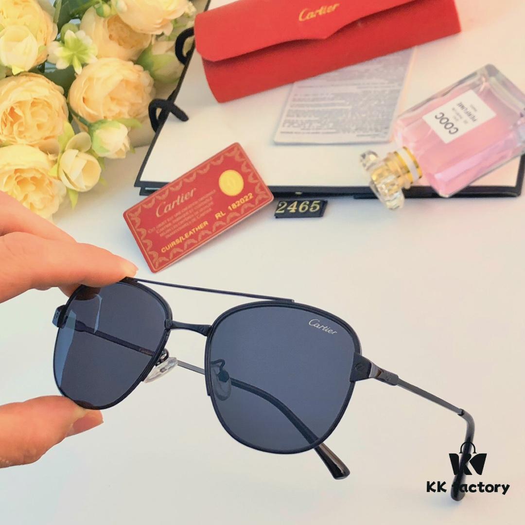 Cartier Double Bridge Frog-Shaped Sunglasses Cross-border New Arrival Oval Metal European and American Fashion Sun Glasses for Men and Women, Unisex Couple Shades