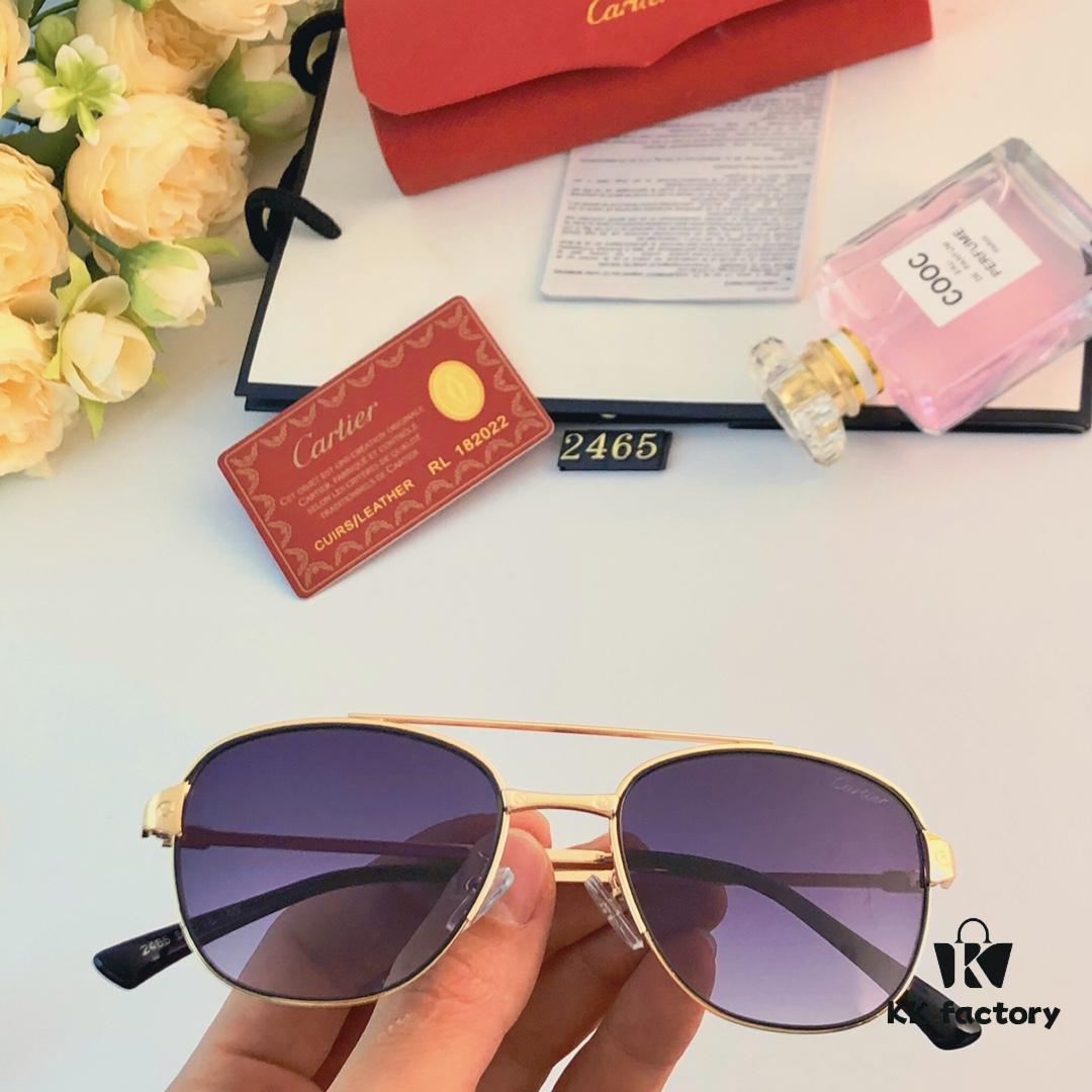 Cartier Double Bridge Frog-Shaped Sunglasses Cross-border New Arrival Oval Metal European and American Fashion Sun Glasses for Men and Women, Unisex Couple Shades