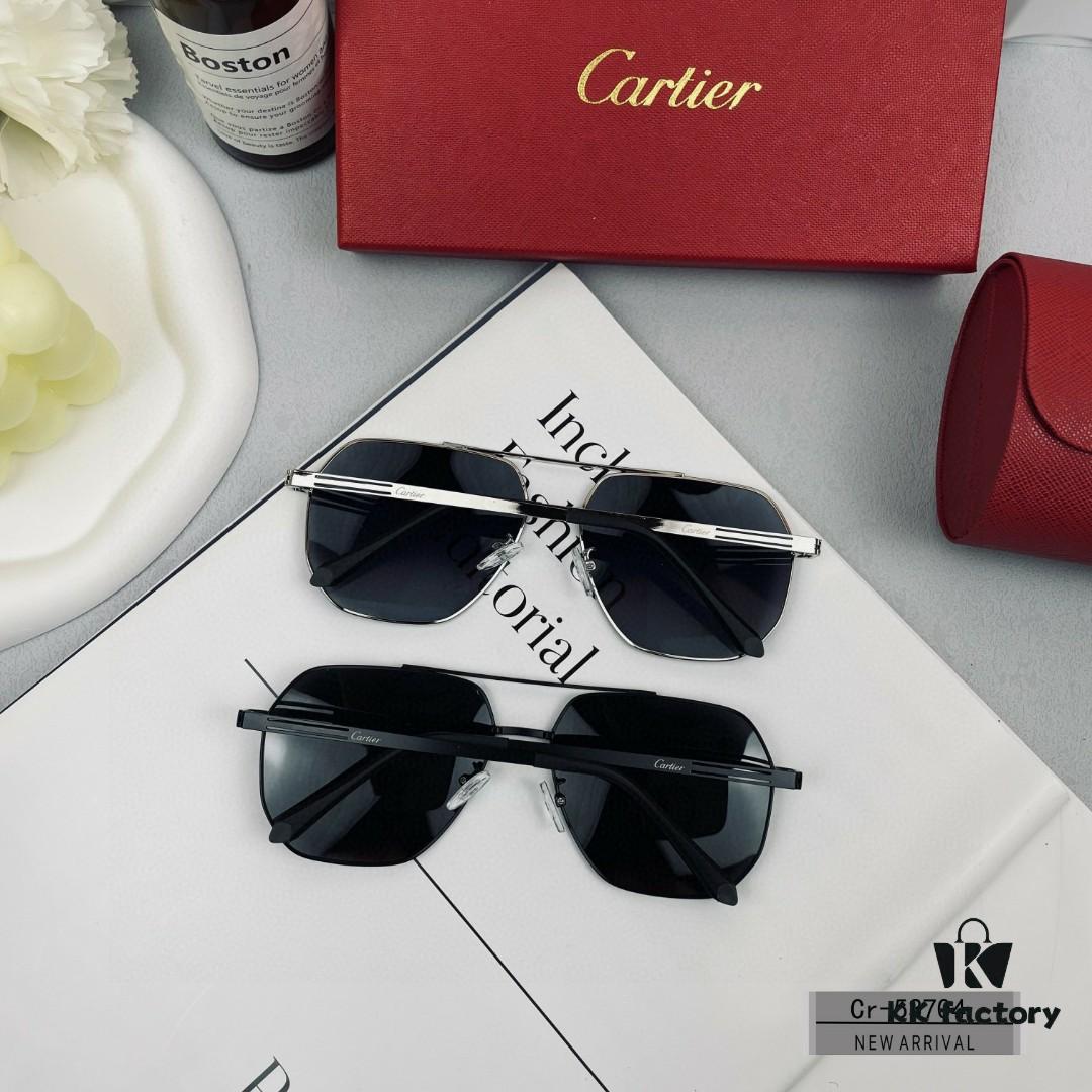 Cartier France - Polarized Sunglasses for Men with Polylite Lenses, Lightweight Metal Frame, UV Protection, Stylish Driving and Travel Accessory