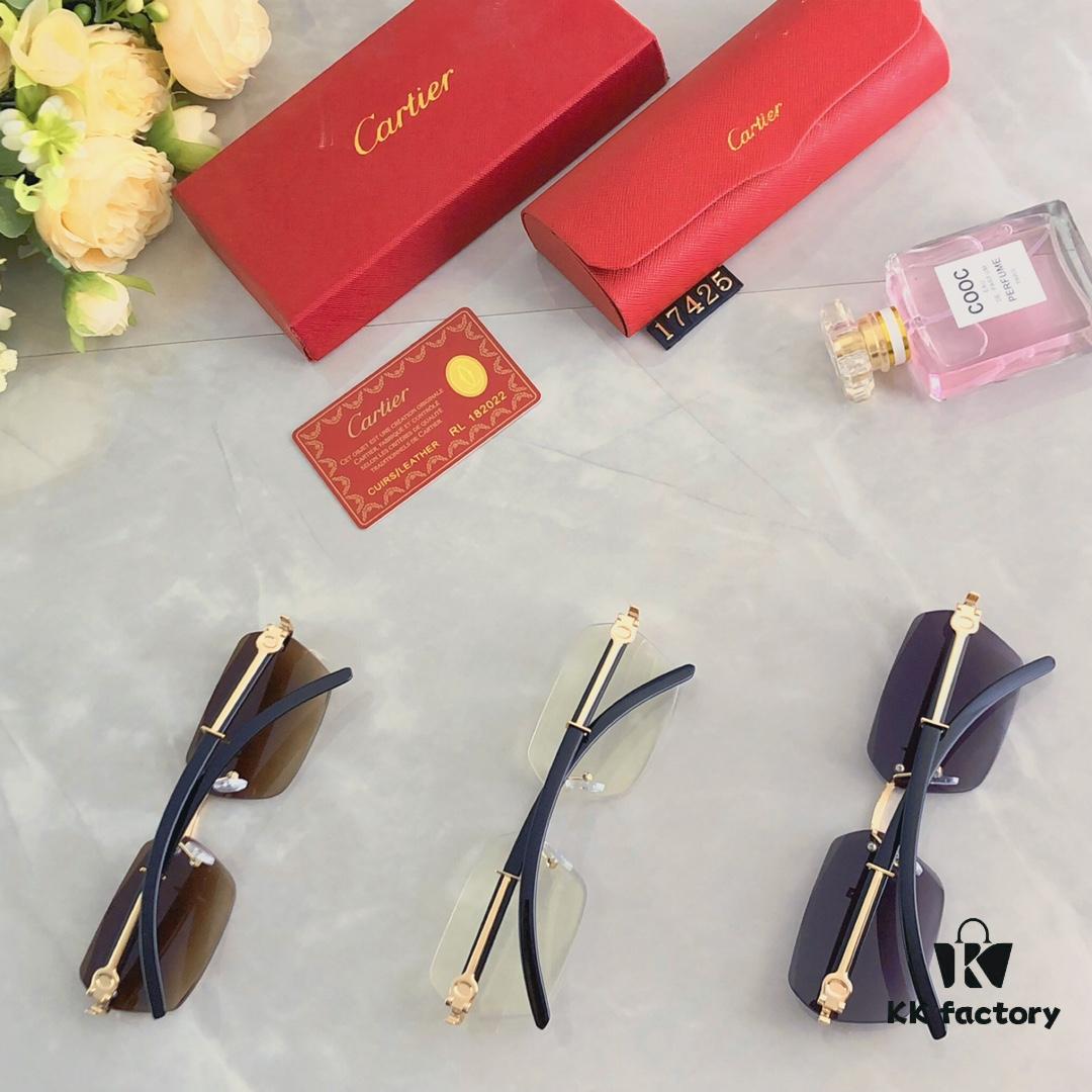 Cartier New Fashion Frameless Cut-Out Sunglasses, UV Protection for Summer, Stylish Streetwear Sun Glasses that Slim the Face