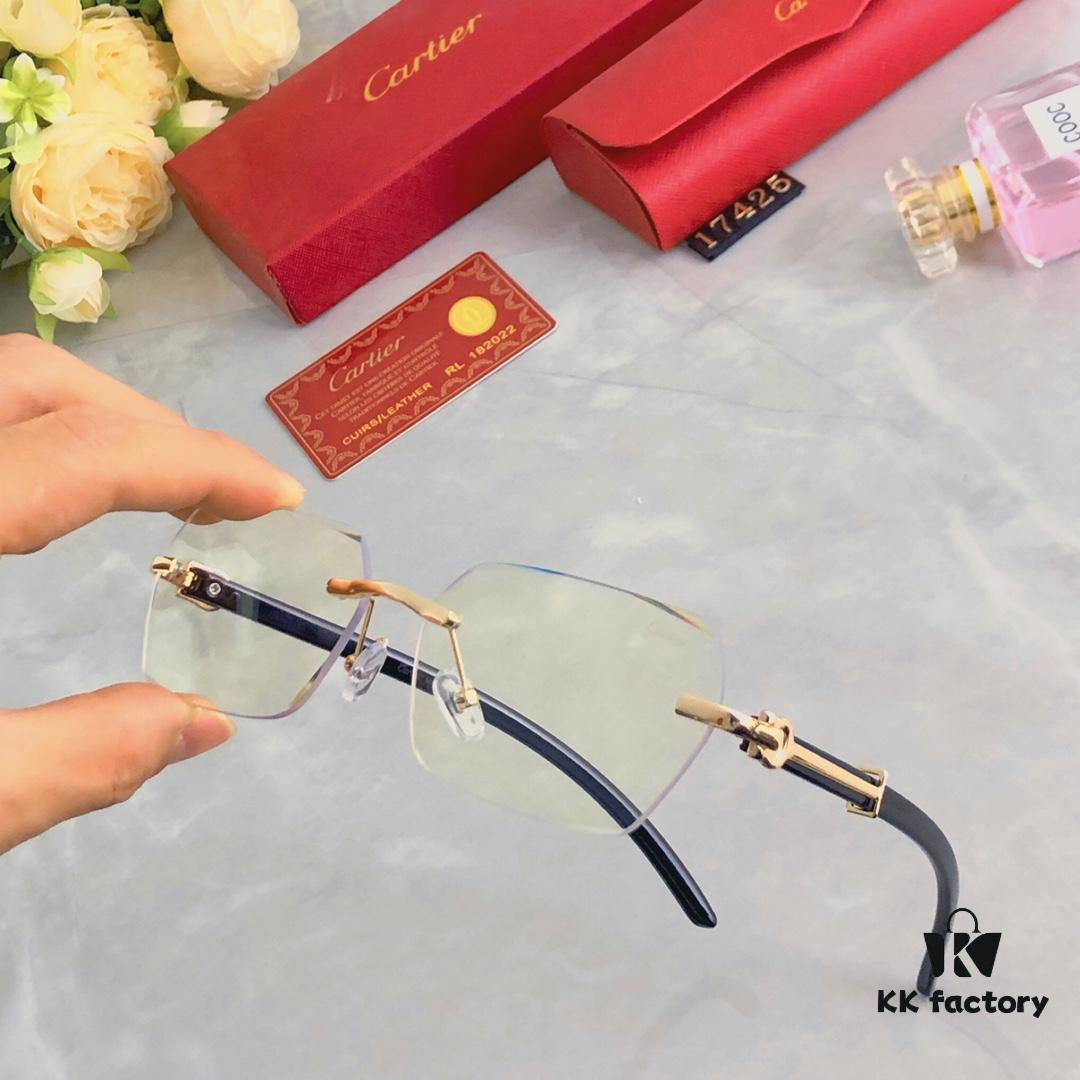 Cartier New Fashion Frameless Cut-Out Sunglasses, UV Protection for Summer, Stylish Streetwear Sun Glasses that Slim the Face