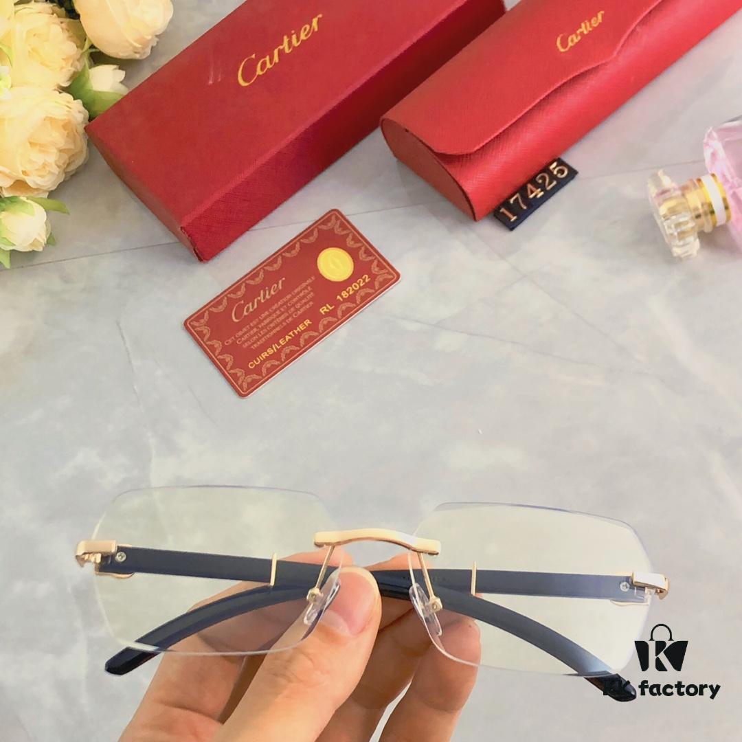 Cartier New Fashion Frameless Cut-Out Sunglasses, UV Protection for Summer, Stylish Streetwear Sun Glasses that Slim the Face