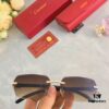 Cartier New Fashion Frameless Cut-Out Sunglasses, UV Protection for Summer, Stylish Streetwear Sun Glasses that Slim the Face