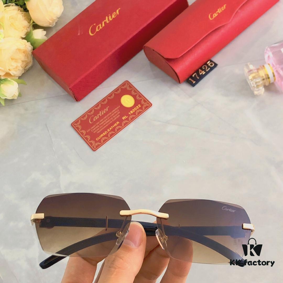 Cartier New Fashion Frameless Cut-Out Sunglasses, UV Protection for Summer, Stylish Streetwear Sun Glasses that Slim the Face