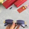 Cartier New Frameless Cut-edge Panther Head Sunglasses for Men, Retro Stylish Leopard Design Double-bridge Square Sunglasses for Women