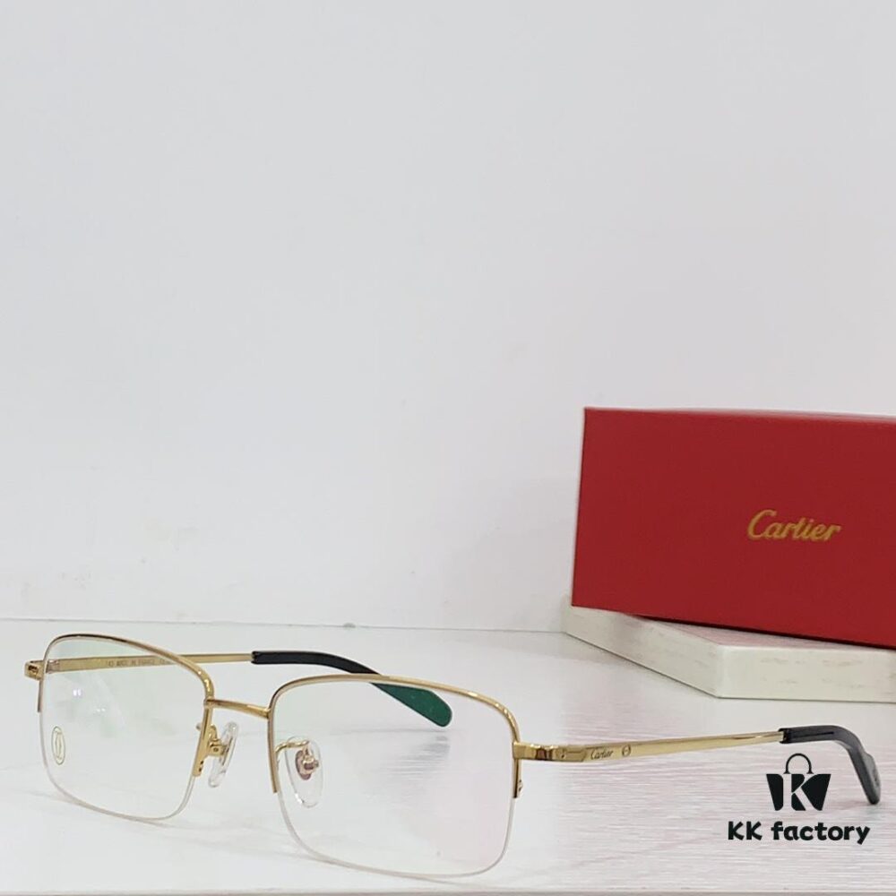 Cartier CT0255O Size: 55 □ 18-145 Letter Screw Temple High-Quality Business Ultra-Light Pure Titanium Half-Rim Square Fashion Eyeglass Frame Sunglasses