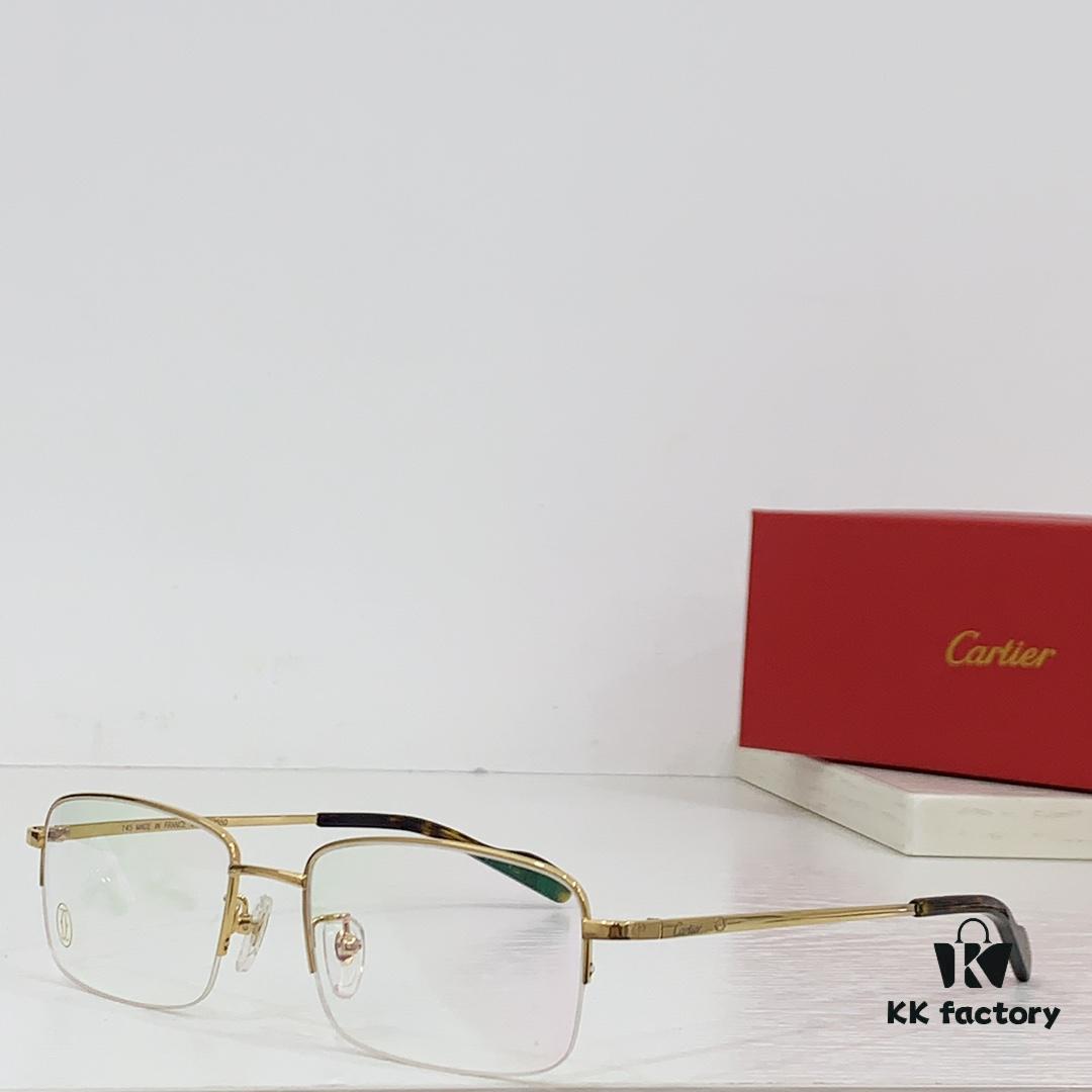 Cartier CT0255O Size: 55 □ 18-145 Letter Screw Temple High-Quality Business Ultra-Light Pure Titanium Half-Rim Square Fashion Eyeglass Frame Sunglasses