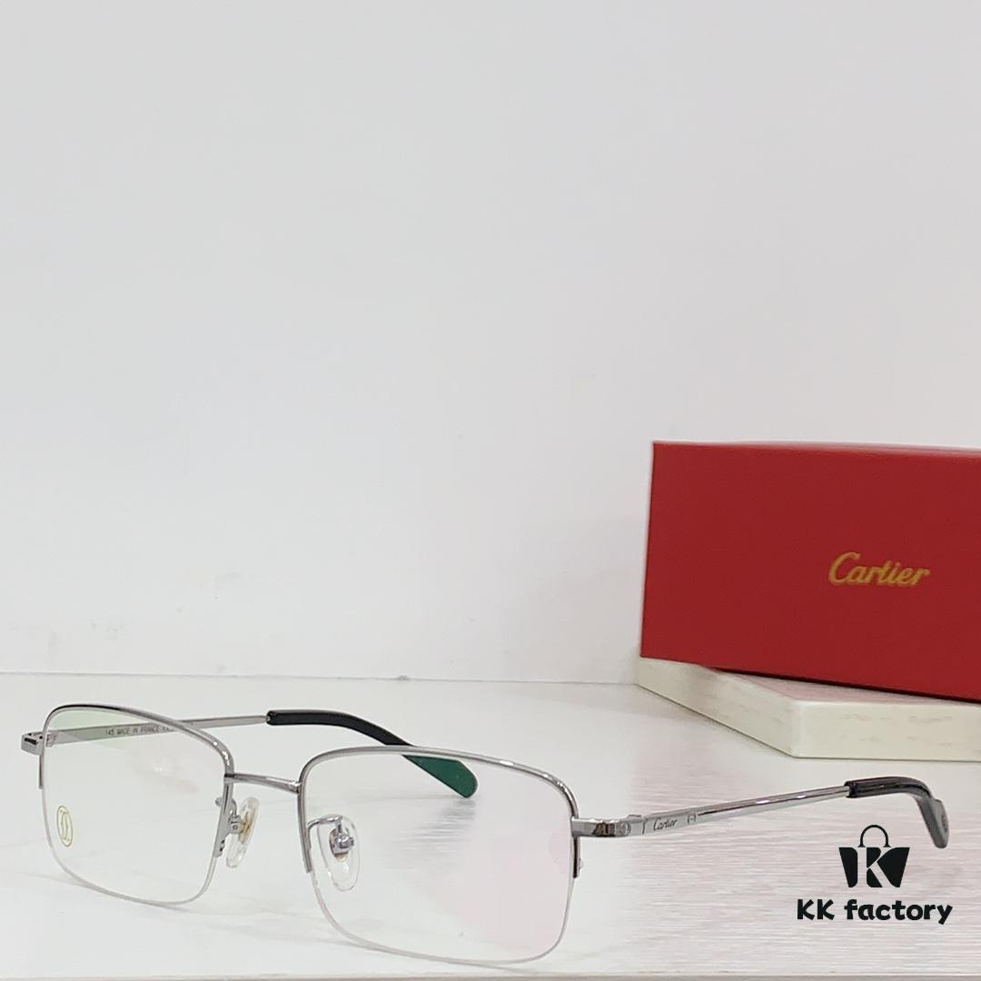 Cartier CT0255O Size: 55 □ 18-145 Letter Screw Temple High-Quality Business Ultra-Light Pure Titanium Half-Rim Square Fashion Eyeglass Frame Sunglasses