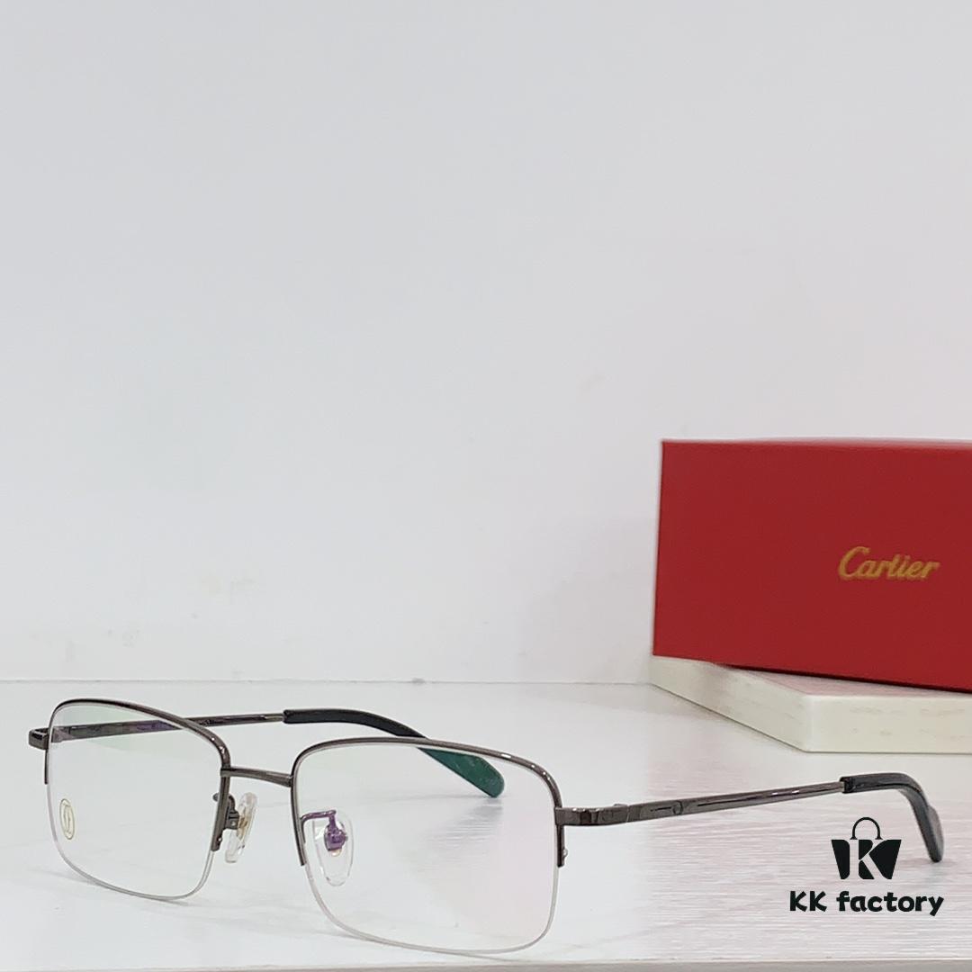 Cartier CT0255O Size: 55 □ 18-145 Letter Screw Temple High-Quality Business Ultra-Light Pure Titanium Half-Rim Square Fashion Eyeglass Frame Sunglasses