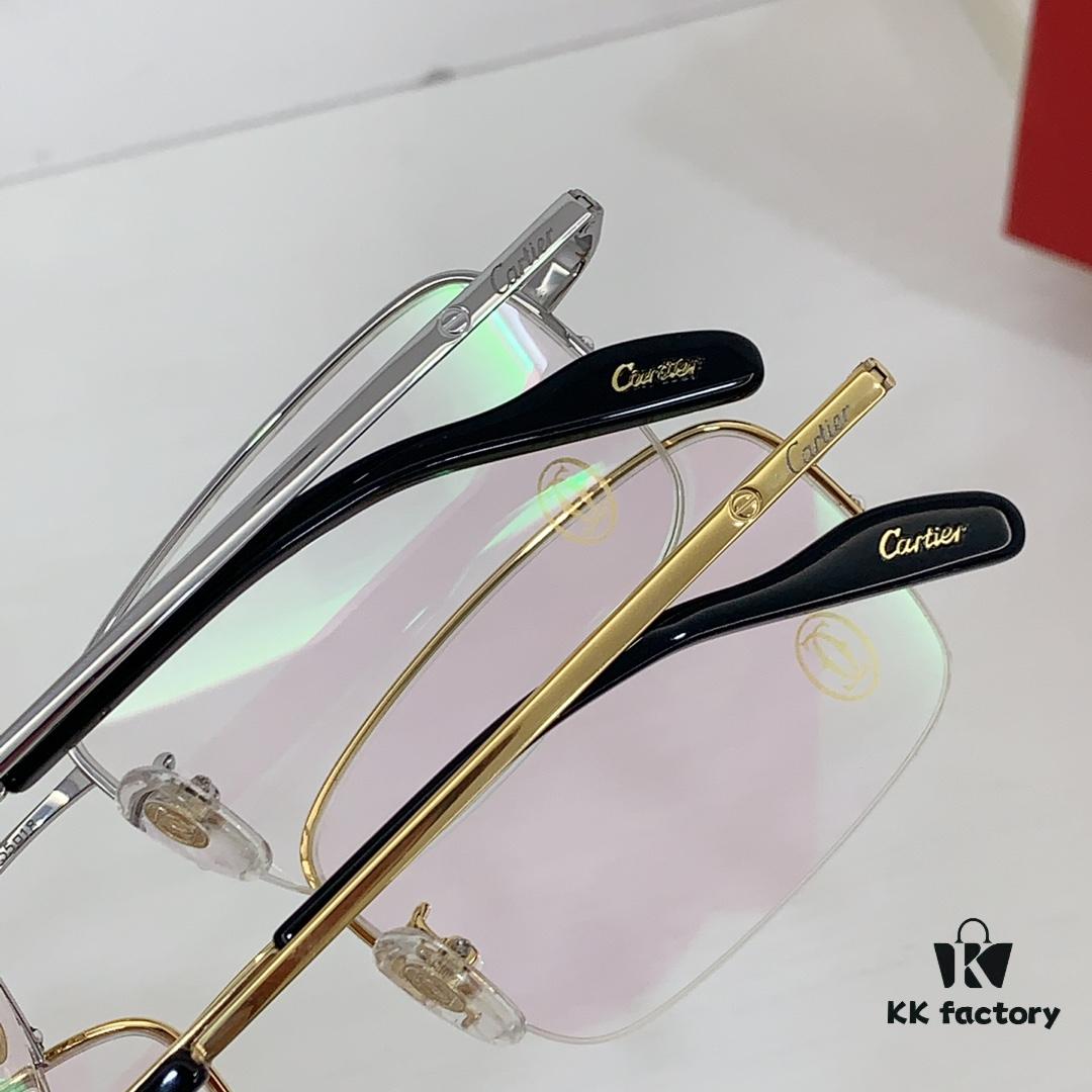 Cartier CT0255O Size: 55 □ 18-145 Letter Screw Temple High-Quality Business Ultra-Light Pure Titanium Half-Rim Square Fashion Eyeglass Frame Sunglasses