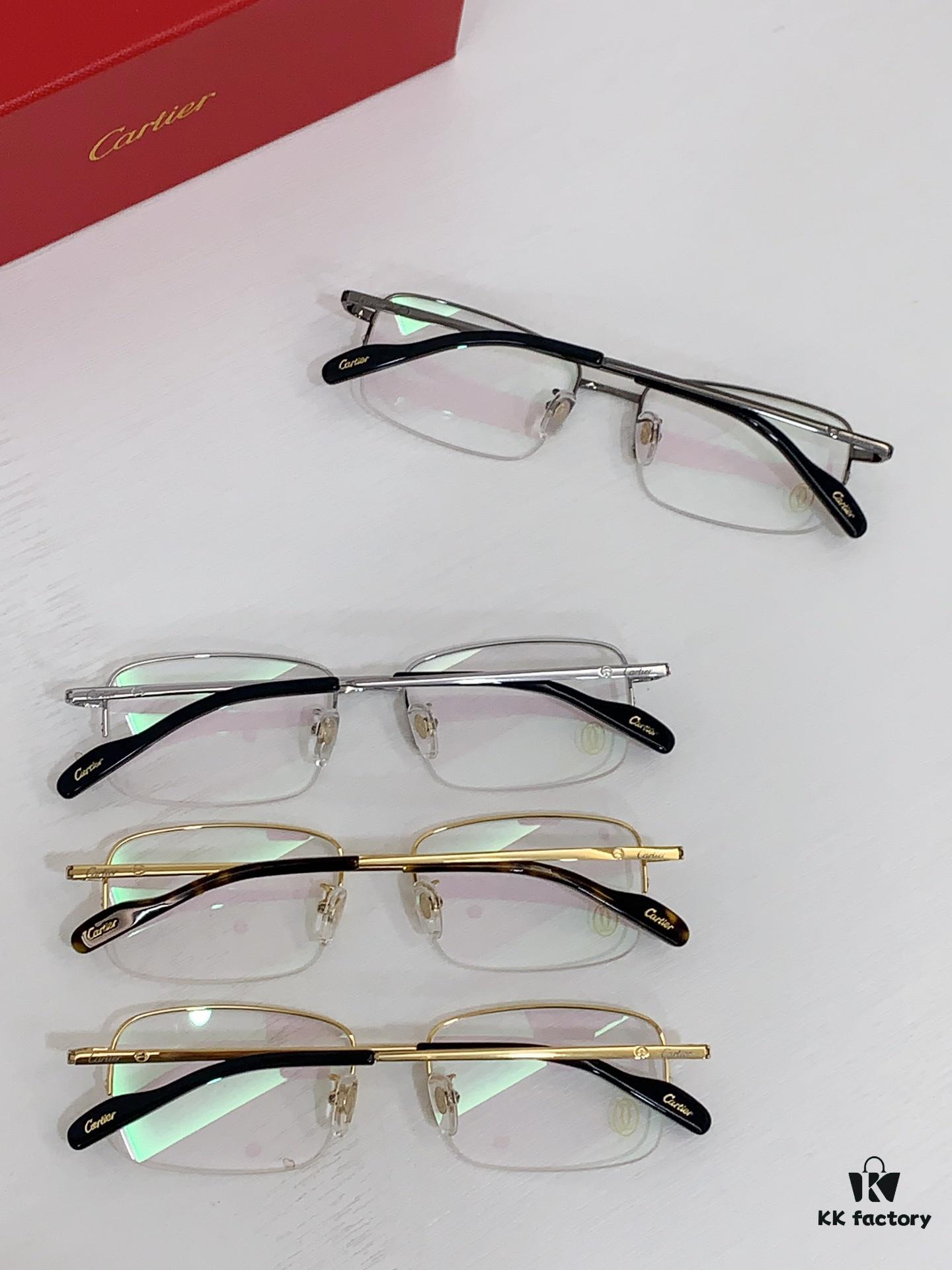 Cartier CT0255O Size: 55 □ 18-145 Letter Screw Temple High-Quality Business Ultra-Light Pure Titanium Half-Rim Square Fashion Eyeglass Frame Sunglasses