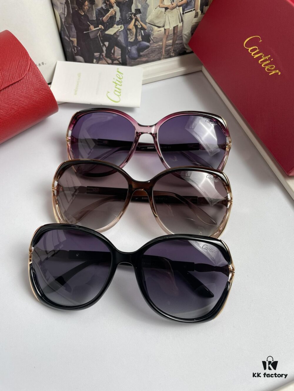 New Cartier Women's Sunglasses with Fox Head Temple Design, PC Frame and Imported Polarized Lenses