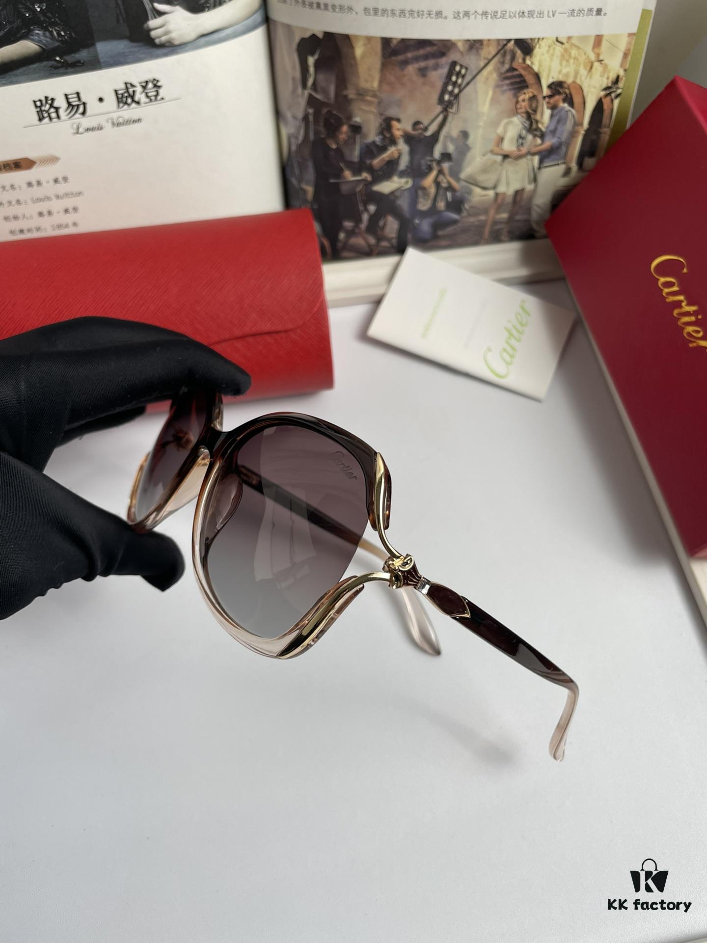 New Cartier Women's Sunglasses with Fox Head Temple Design, PC Frame and Imported Polarized Lenses