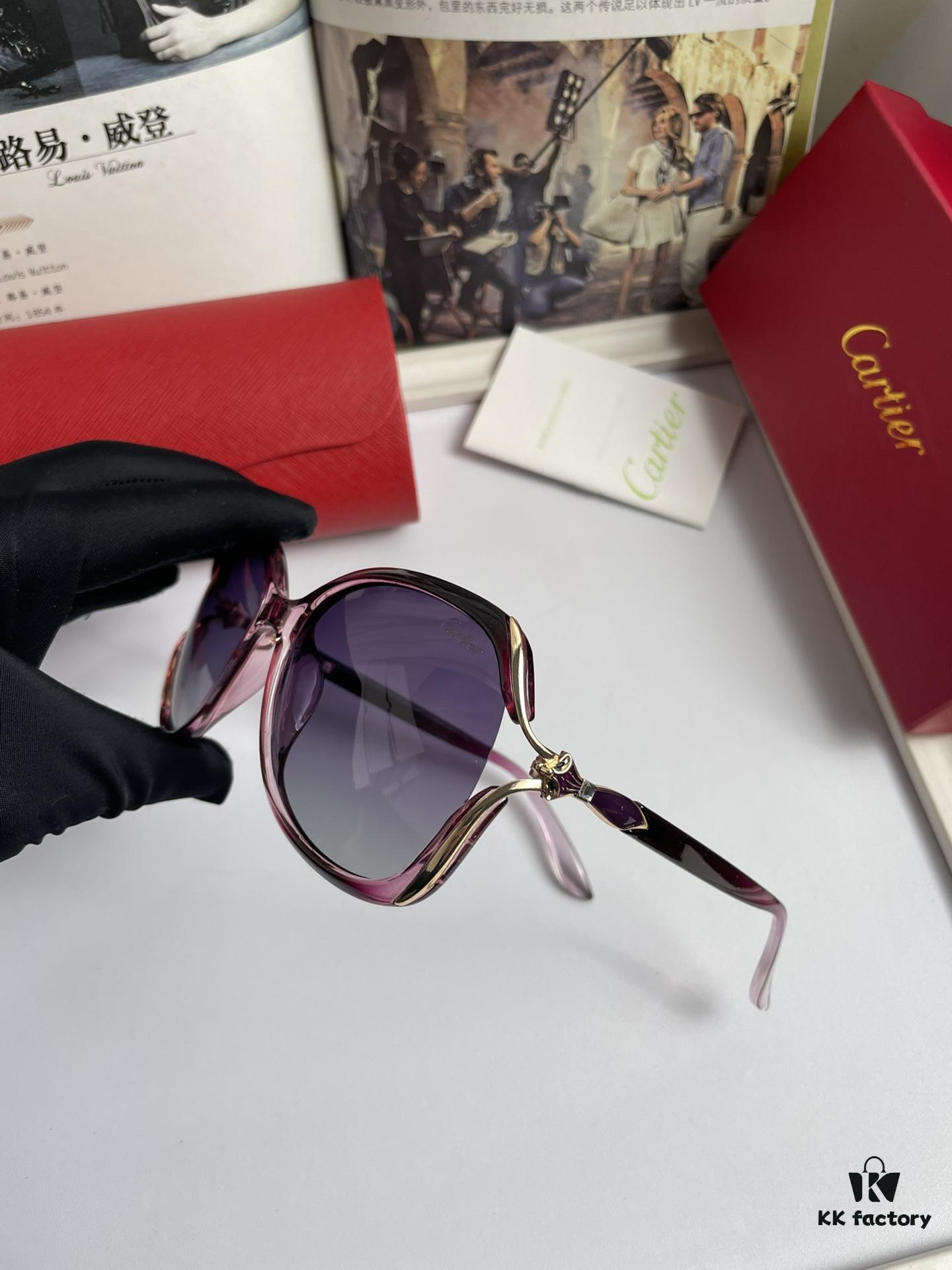 New Cartier Women's Sunglasses with Fox Head Temple Design, PC Frame and Imported Polarized Lenses