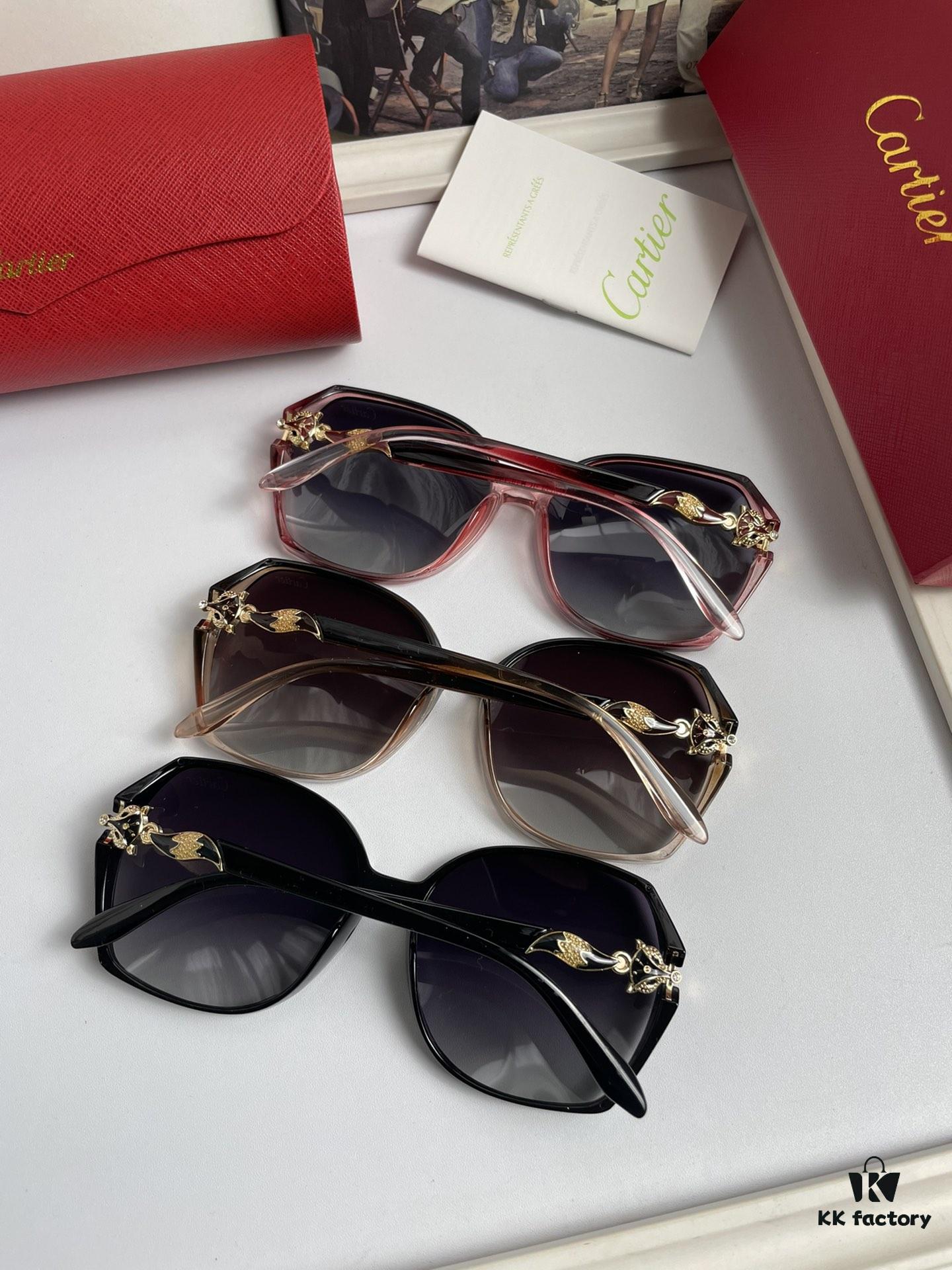 New Women's Cartier-inspired Sunglasses with Fox Head Temples, PC Frame and Polarized Lenses