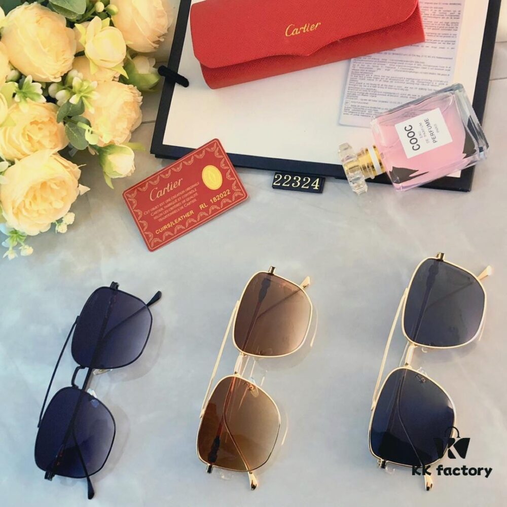 Cartier Sunset Brown Sunglasses, Same as Chen Weiting's Style, High-End Unisex UV Protection Sunglasses for Driving and Summer Fashion