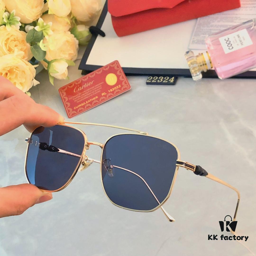 Cartier Sunset Brown Sunglasses, Same as Chen Weiting's Style, High-End Unisex UV Protection Sunglasses for Driving and Summer Fashion