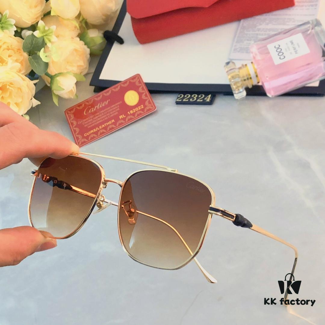 Cartier Sunset Brown Sunglasses, Same as Chen Weiting's Style, High-End Unisex UV Protection Sunglasses for Driving and Summer Fashion