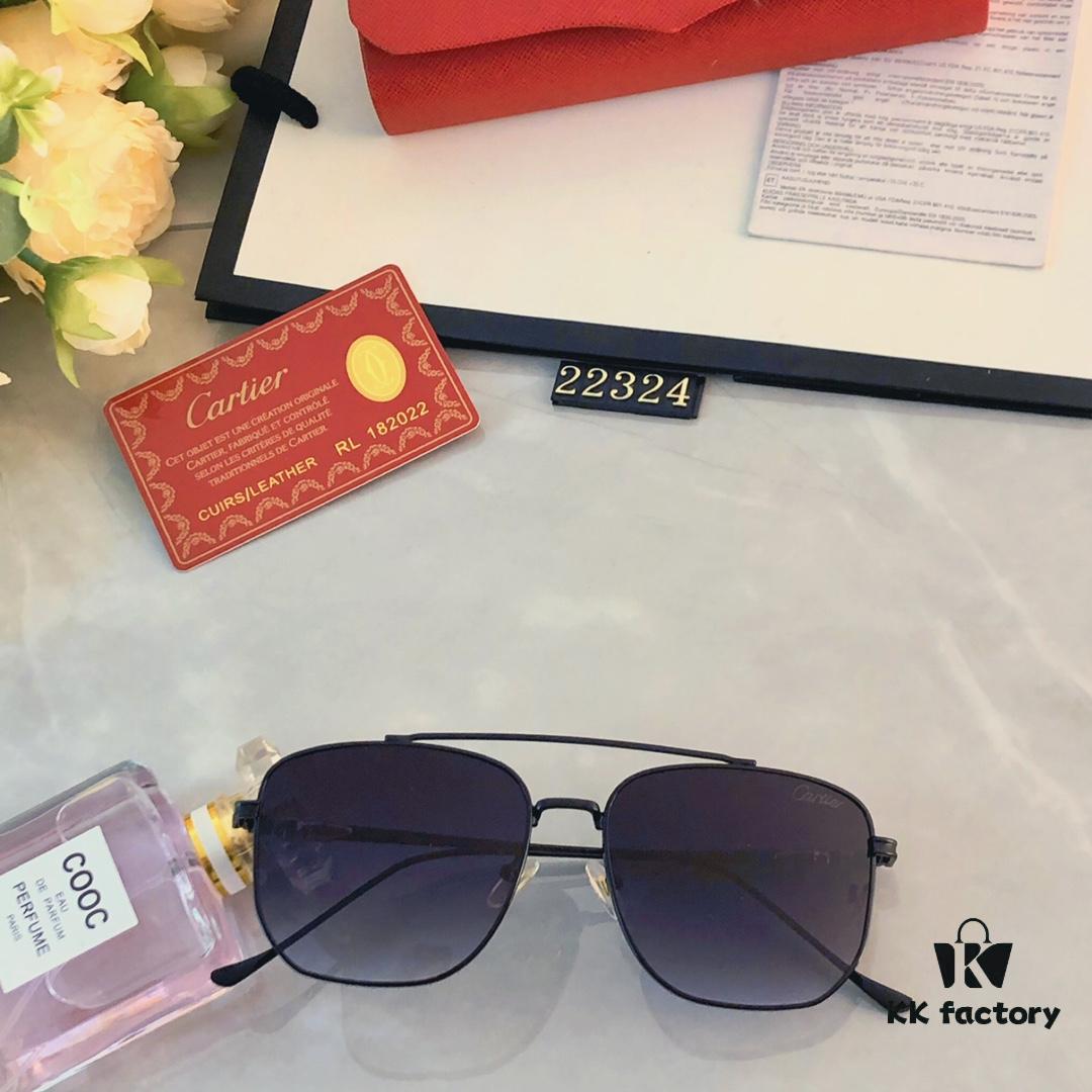Cartier Sunset Brown Sunglasses, Same as Chen Weiting's Style, High-End Unisex UV Protection Sunglasses for Driving and Summer Fashion