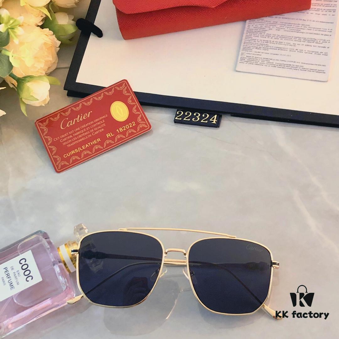 Cartier Sunset Brown Sunglasses, Same as Chen Weiting's Style, High-End Unisex UV Protection Sunglasses for Driving and Summer Fashion