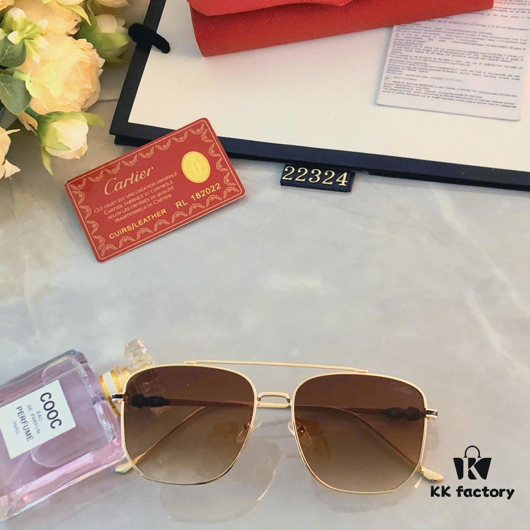Cartier Sunset Brown Sunglasses, Same as Chen Weiting's Style, High-End Unisex UV Protection Sunglasses for Driving and Summer Fashion