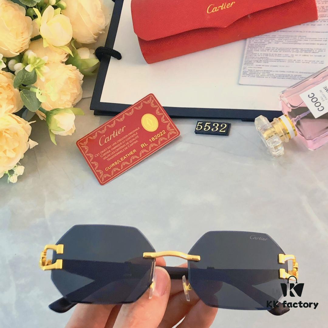 Cartier New Model Stylish Frameless Panther Decorated Sunglasses, Retro Fashion Unisex Driving Sun Glasses