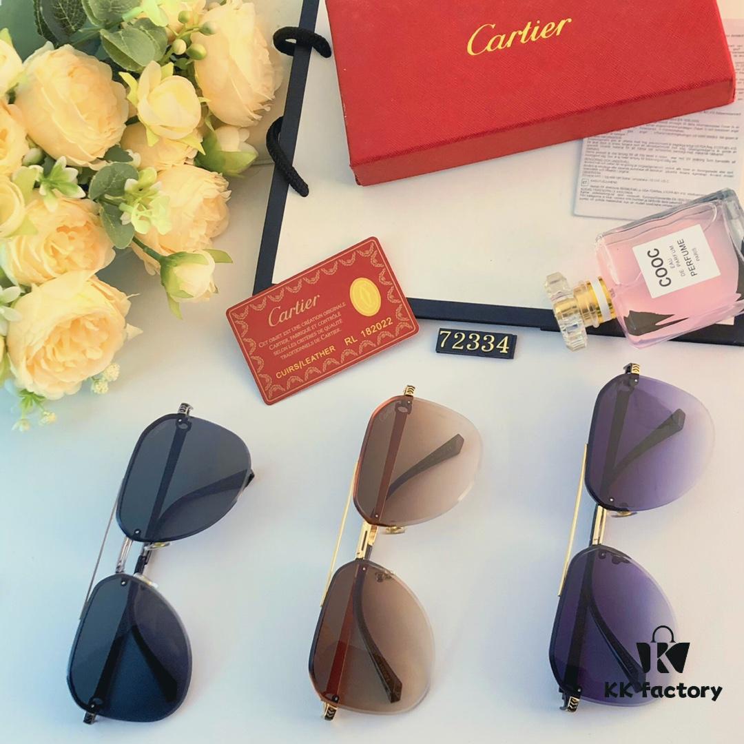 Cartier New Large-Frame Sunglasses, Korean-Style Fashionable Sun Glasses, Metal Aviator Shades