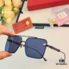 Cartier Korean-style Fashionable Minimalist Rimless Cut-out Sunglasses, Unisex Double Bridge with Wooden Temple, Vintage Sun Protection Shades