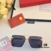 Cartier Korean-style Fashionable Minimalist Rimless Cut-out Sunglasses, Unisex Double Bridge with Wooden Temple, Vintage Sun Protection Shades