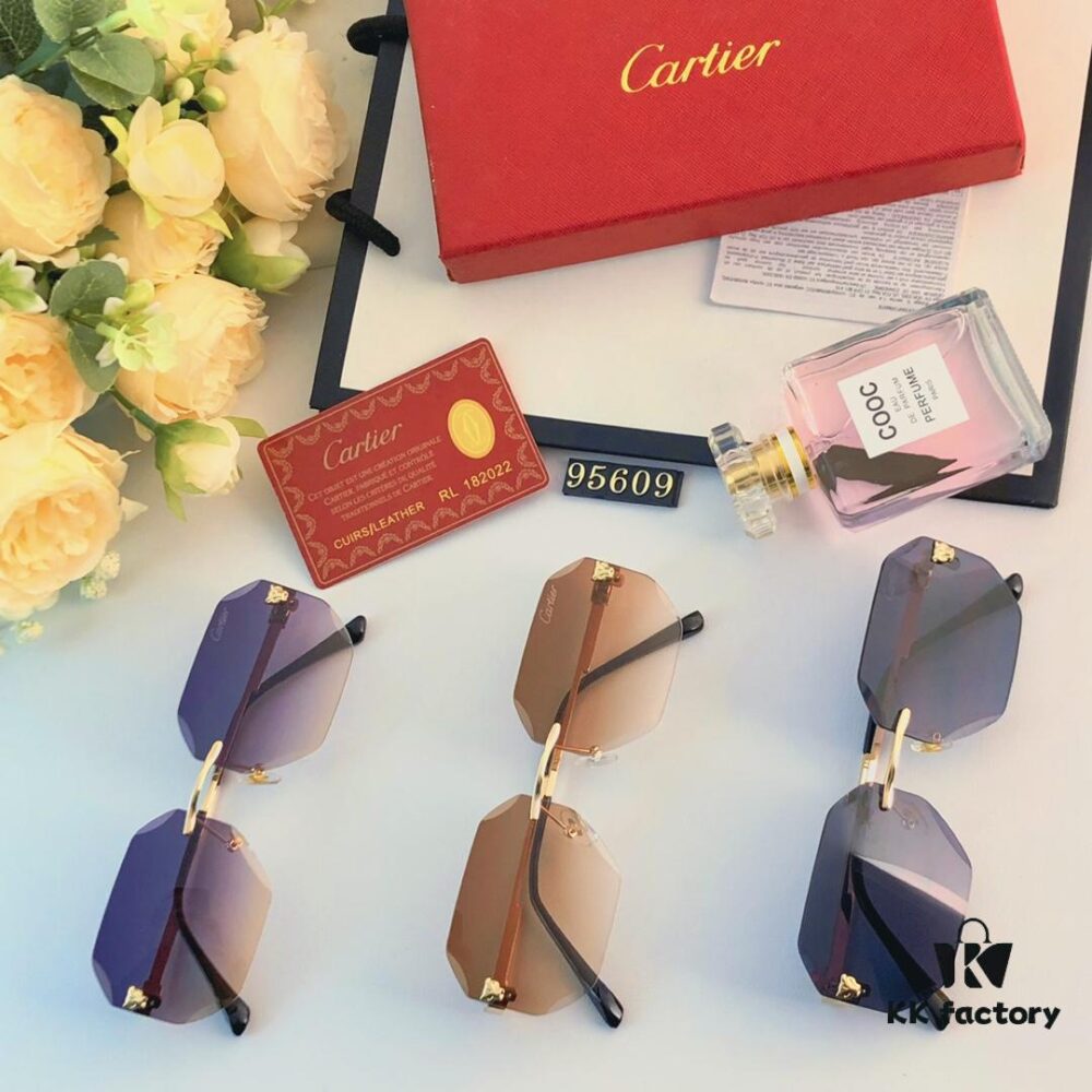 Cartier European and American Stylish Small Frame Polygonal Sunglasses Frameless Ins-style Popular Online Influencer Street Snap Glasses