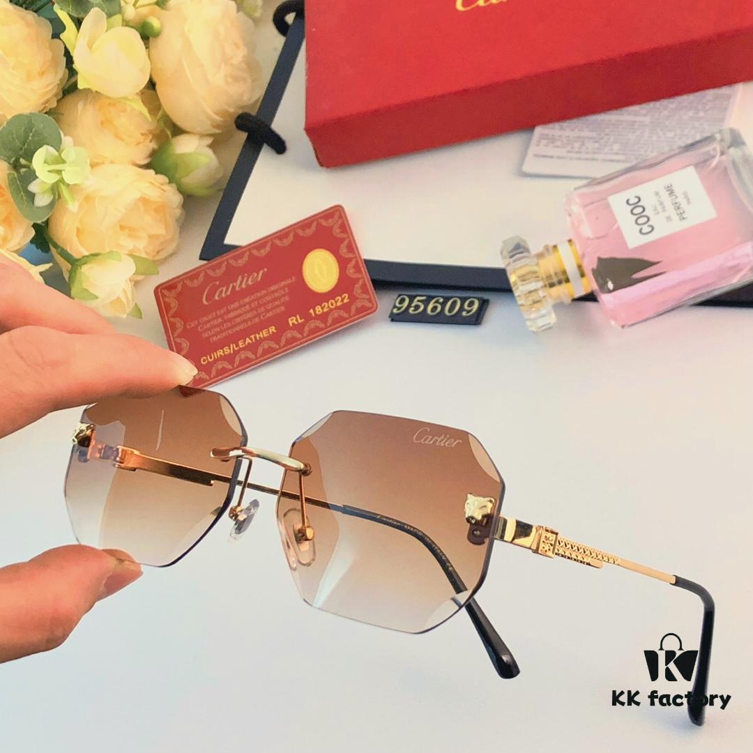 Cartier European and American Stylish Small Frame Polygonal Sunglasses Frameless Ins-style Popular Online Influencer Street Snap Glasses