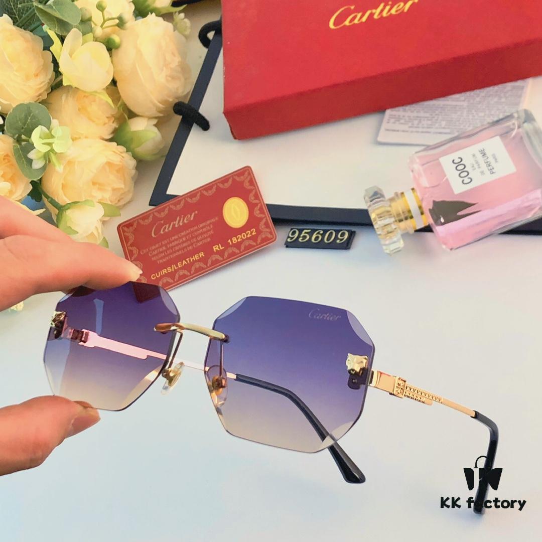 Cartier European and American Stylish Small Frame Polygonal Sunglasses Frameless Ins-style Popular Online Influencer Street Snap Glasses