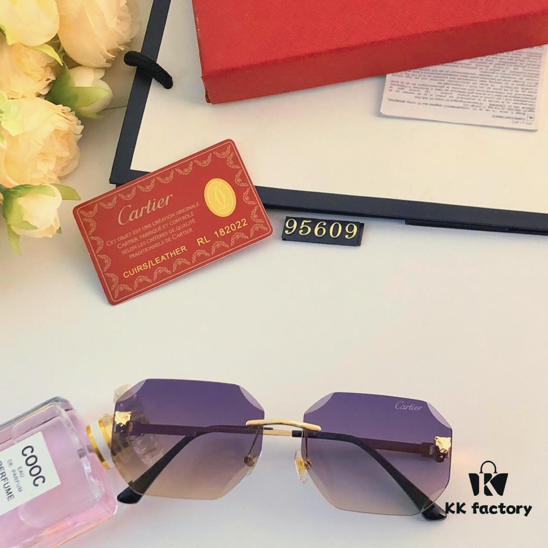 Cartier European and American Stylish Small Frame Polygonal Sunglasses Frameless Ins-style Popular Online Influencer Street Snap Glasses