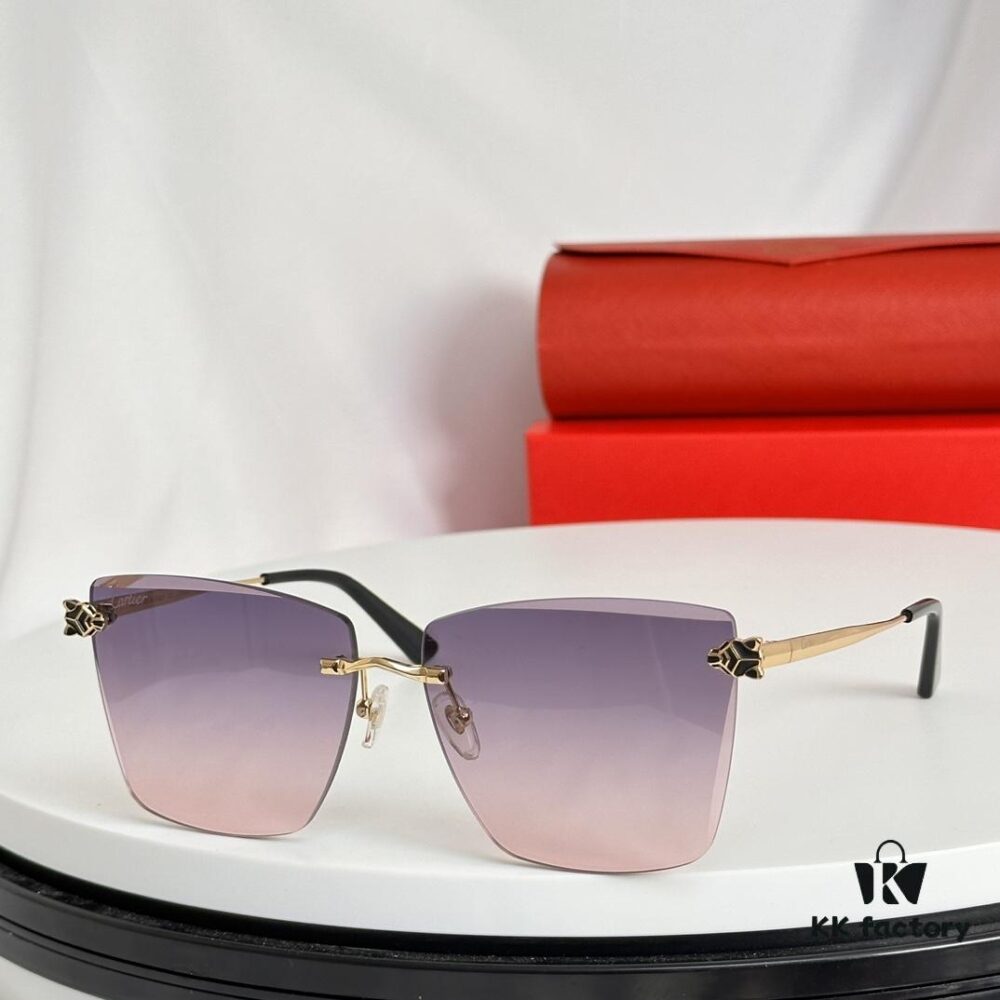 Official Website New Arrival Classic Painted Leopard Head Cartier Gold-Plated CT0397S Sunglasses