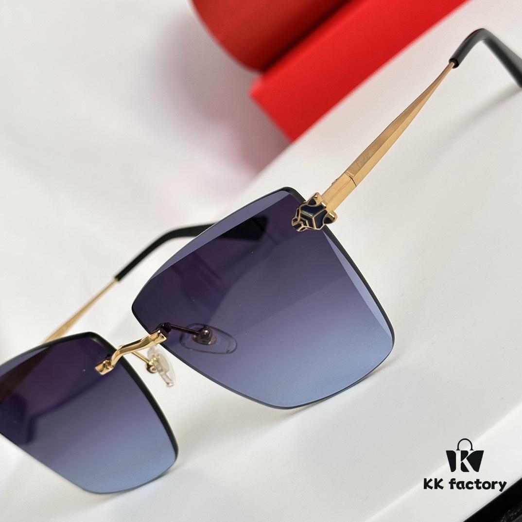 Official Website New Arrival Classic Painted Leopard Head Cartier Gold-Plated CT0397S Sunglasses