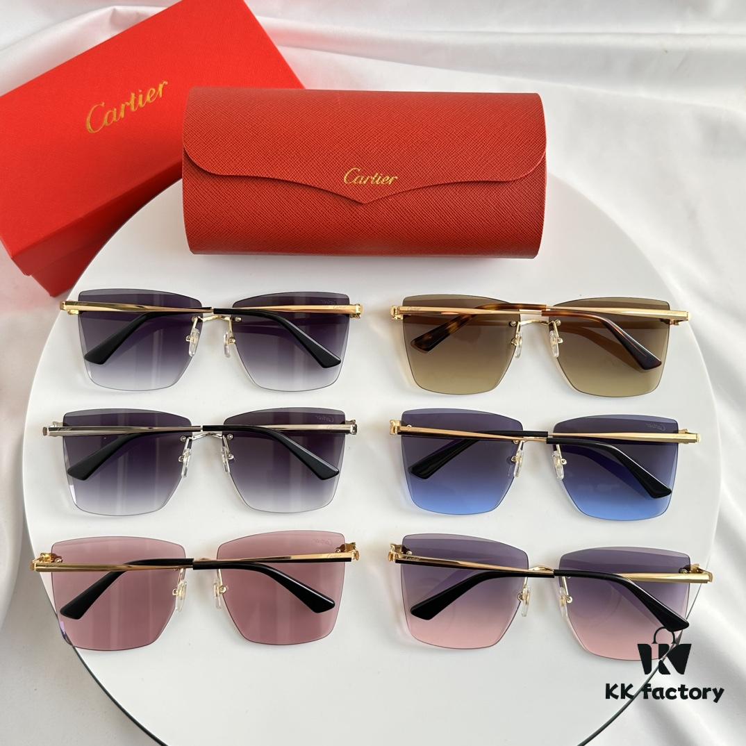 Official Website New Arrival Classic Painted Leopard Head Cartier Gold-Plated CT0397S Sunglasses