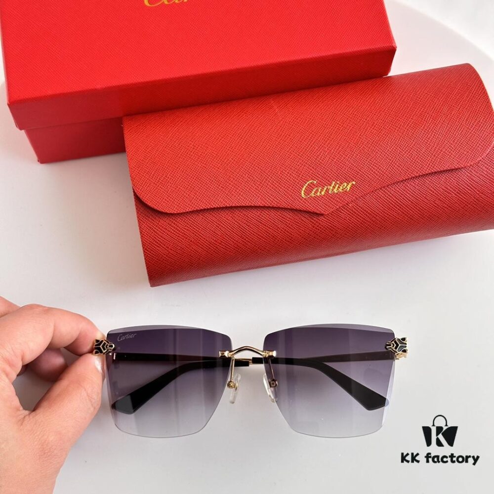Official Website New Arrival Classic Painted Leopard Head Cartier Gold-Plated CT0397S Sunglasses