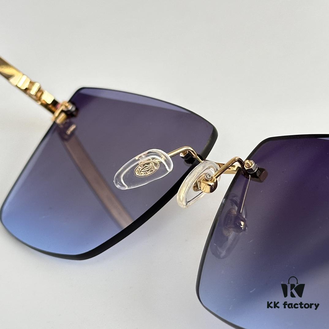 Official Website New Arrival Classic Painted Leopard Head Cartier Gold-Plated CT0397S Sunglasses