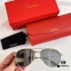 Original Spring Hinge Santos de Cartier Sunglasses, Golden Electroplated Brushed Platinum Bicolor Metal, Aviator Style, High-Definition Authentic Lenses, the Pinnacle of Eyewear