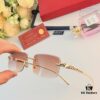 Cartier Panther Decorated Frameless Square Sunglasses for Women, Retro Metal Stylish Unisex Sunglasses, Trendy Street Snap Eyewear