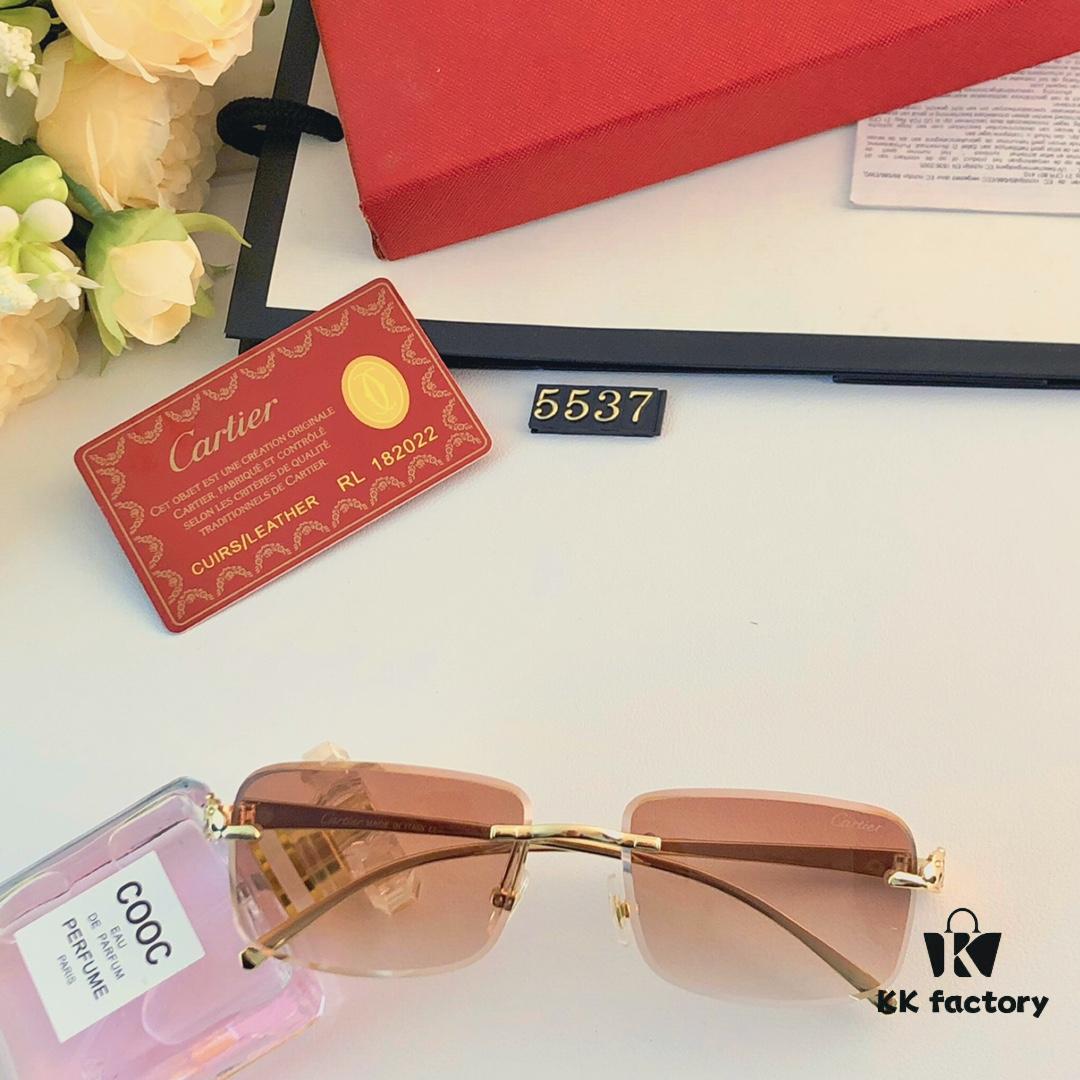 Cartier Panther Decorated Frameless Square Sunglasses for Women, Retro Metal Stylish Unisex Sunglasses, Trendy Street Snap Eyewear